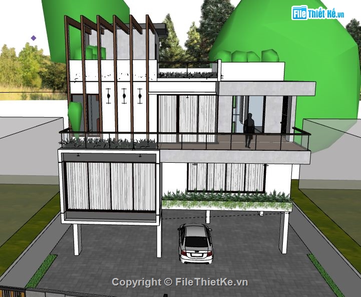 Biệt thự 3 tầng file sketchup,model su biệt thự 3 tầng,biệt thự 3 tầng file su,file sketchup biệt thự 3 tầng