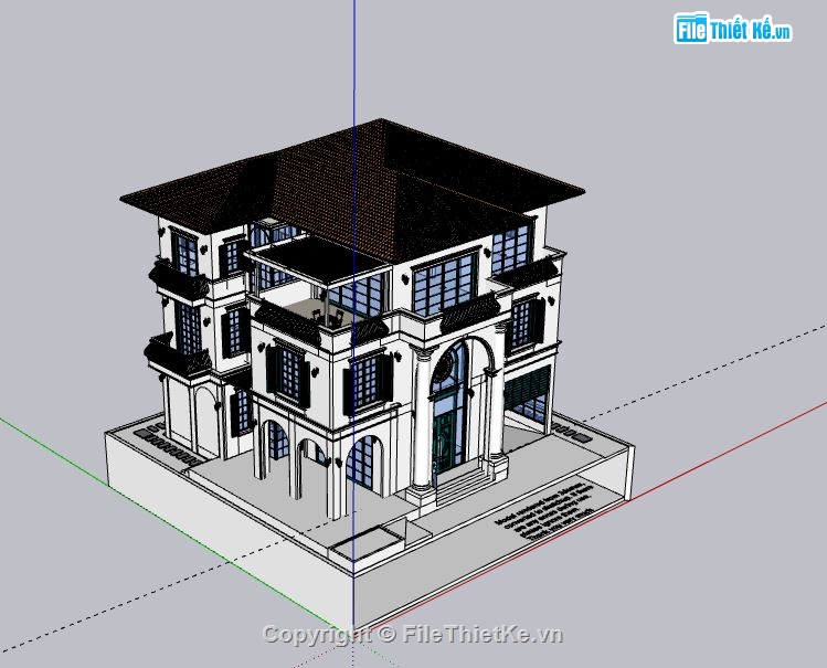 mẫu biệt thự 3 tầng đẹp,model su biệt thự 3 tầng,biệt thự 3 tầng file su