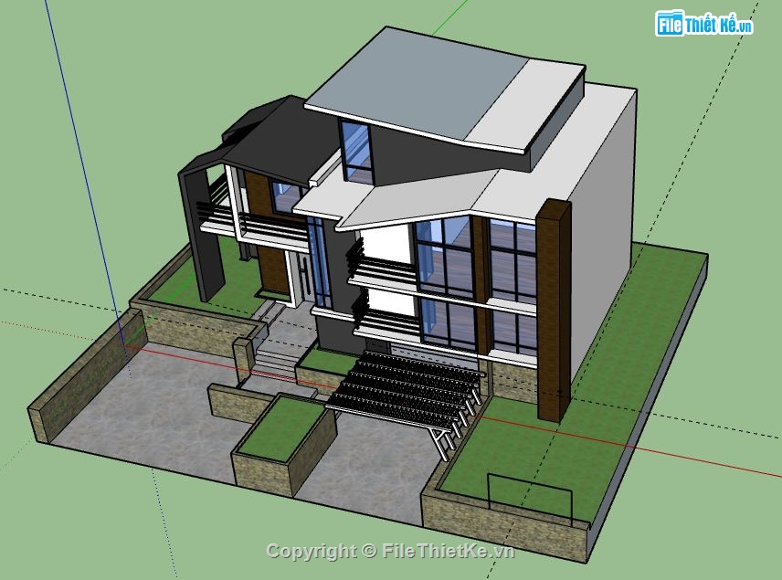 Biệt thự 3 tầng,file su biệt thự 3 tầng,model su biệt thự 3 tầng,sketchup biệt thự 3 tầng