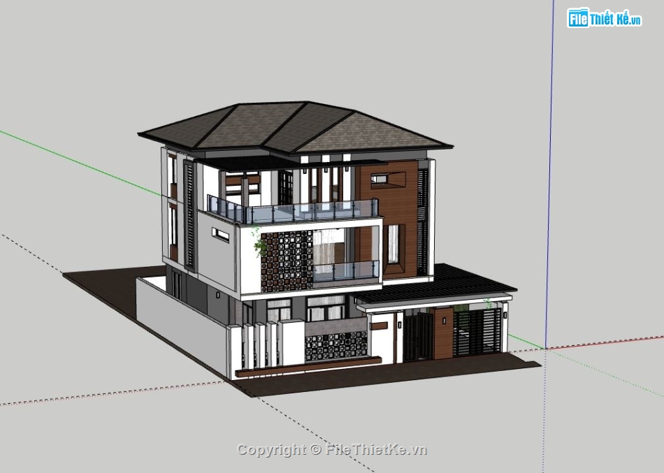 Biệt thự 3 tầng,model su biệt thự 3 tầng,biệt thự 3 tầng file su