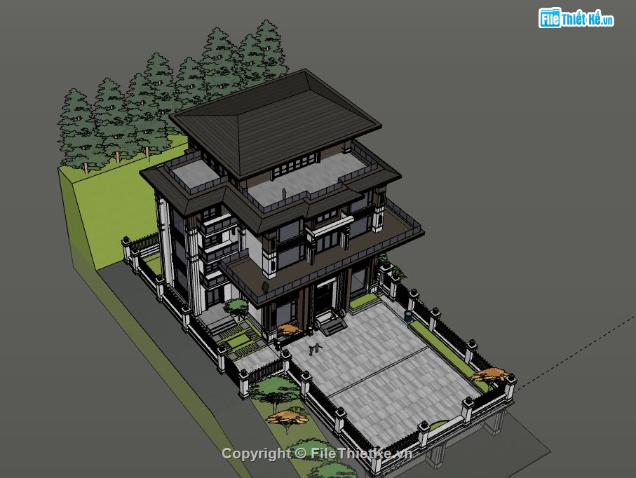 Biệt thự 3 tầng,Model su biệt thự 3 tầng,biệt thự 3 tầng file su