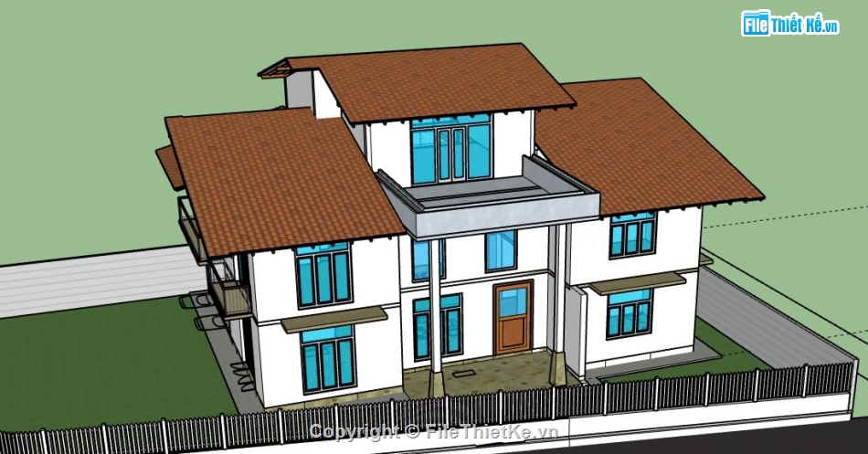 Biệt thự 3 tầng,model su biệt thự 3 tầng,file su biệt thự 3 tầng,file sketchup biệt thự 3 tầng