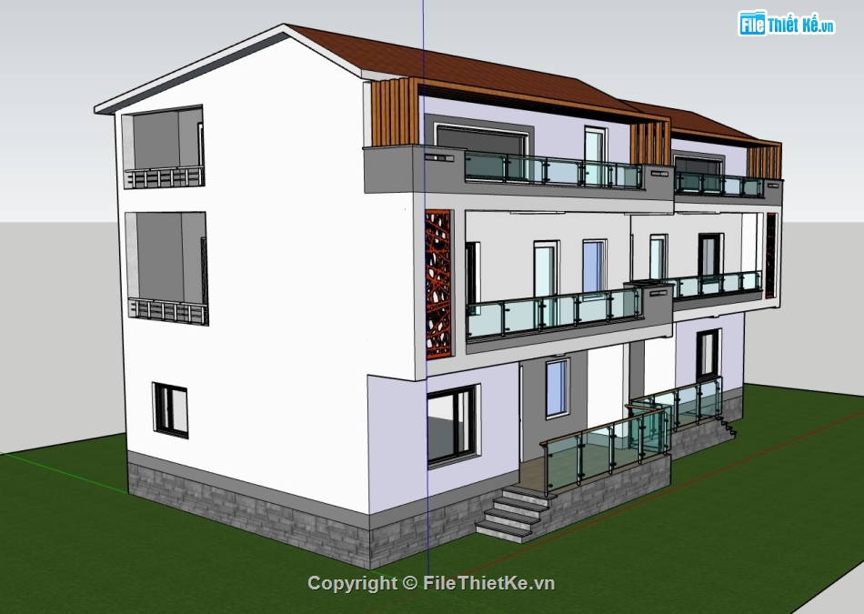 biệt thự 3 tầng,file su biệt thự 3 tầng,model su biệt thự