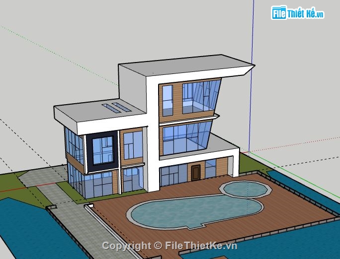 Biệt thự 3 tầng,model su biệt thự 3 tầng,sketchup biệt thự 3 tâng