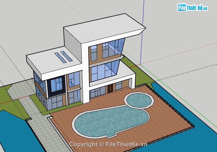 Biệt thự 3 tầng,model su biệt thự 3 tầng,sketchup biệt thự 3 tâng