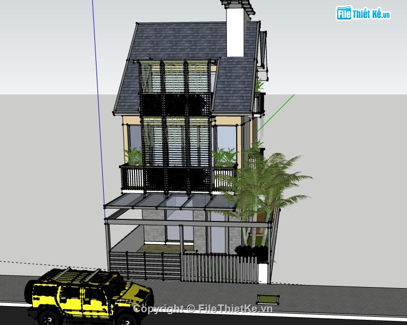 Biệt thự 3 tầng,model su biệt thự 3 tầng,biệt thự 3 tầng file su,sketchup biệt thự 3 tầng,biệt thự 3 tầng model su