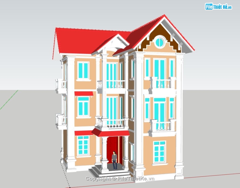 Biệt thự 3 tầng,model su biệt thự 3 tầng,biệt thự 3 tầng file sketchup,file sketchup biệt thự 3 tầng,biệt thự 3 tầng đẹp