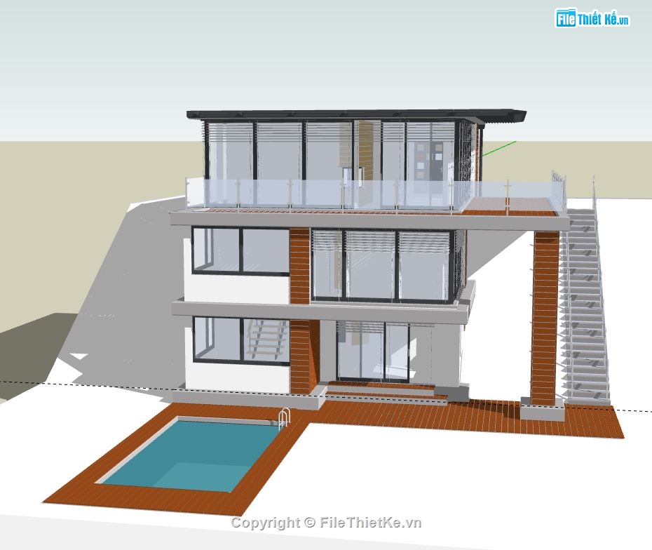 Biệt thự 3 tầng,model su biệt thự 3 tầng,biệt thự 3 tầng file su