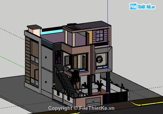 Biệt thự 3 tầng,model su biệt thự 3 tầng,biệt thự 3 tầng file su