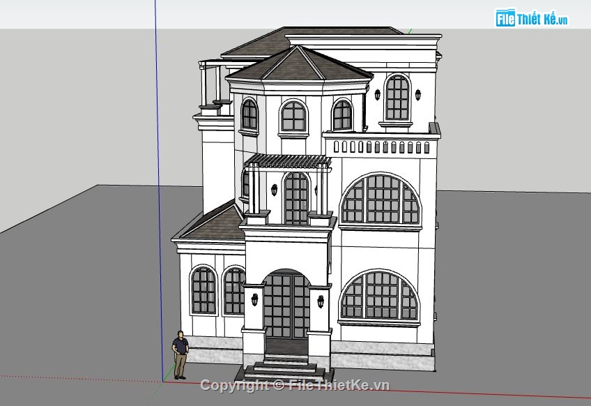 Biệt thự 3 tầng,Biệt thự 3 tầng file sketchup,model su biệt thự 3 tầng,biệt thự 3 tầng file su