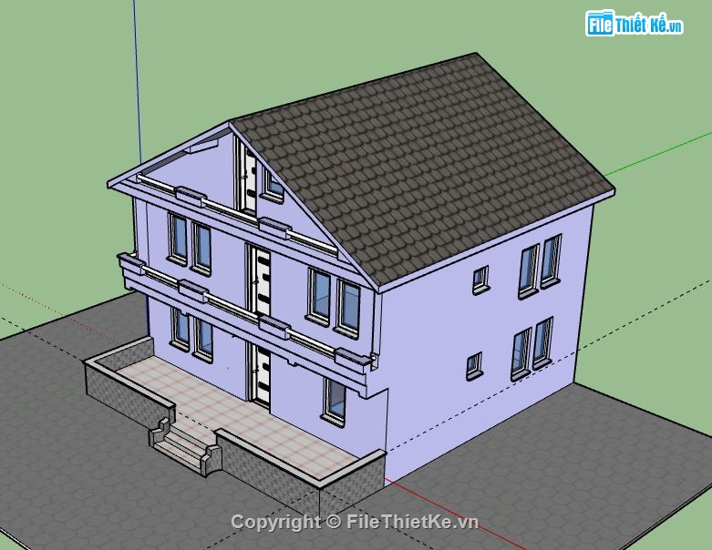 Biệt thự 3 tầng,model su biệt thự 3 tầng,biệt thự 3 tầng file su,file sketchup biệt thự 3 tầng