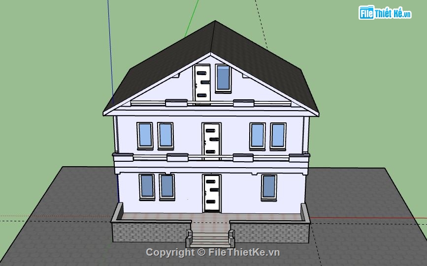 Biệt thự 3 tầng,model su biệt thự 3 tầng,biệt thự 3 tầng file su,file sketchup biệt thự 3 tầng