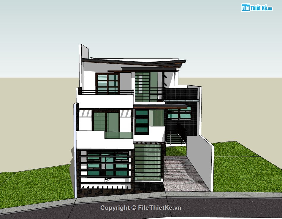 Biệt thự 3 tầng,model su biệt thự 3 tầng,sketchup biệt thự 3 tâng