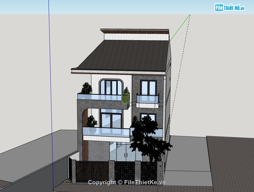 Biệt thự 3 tầng,model su biệt thự 3 tầng,biệt thự 3 tầng file su