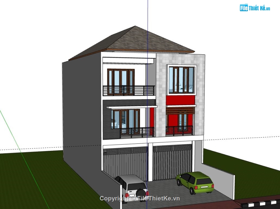 Biệt thự 3 tầng,file su biệt thự 3 tầng,biệt thự 3 tầng model su