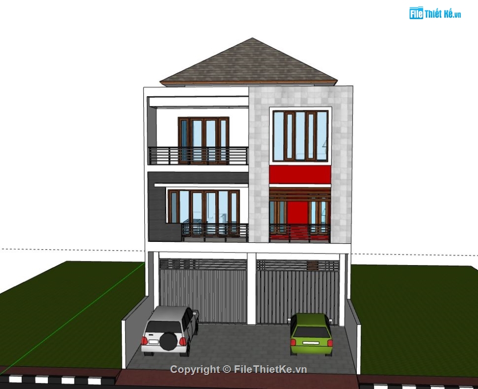 Biệt thự 3 tầng,file su biệt thự 3 tầng,biệt thự 3 tầng model su