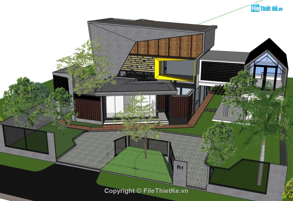 Biệt thự 3 tầng,Biệt thự 3 tầng hiện đại,Model su biệt thự 3 tầng,file su biệt thự 3 tầng,biệt thự 3 tầng file su