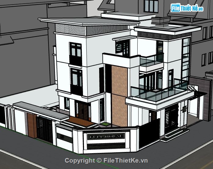 Biệt thự 3 tầng file sketchup,mẫu biệt thự 3 tầng,sketchup biệt thự 3 tầng,file sketchup biệt thự 3 tầng