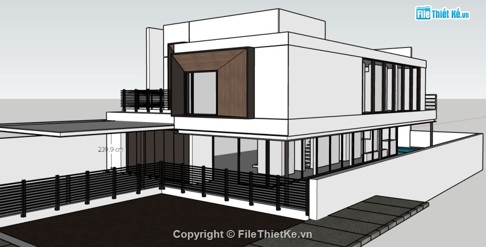 sketchup biệt thự 2 tầng hiện đại,sketchup biệt thự,file su biệt thự,file sketchup biệt thự