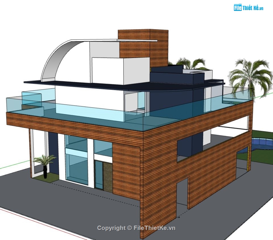 Biệt thự hiện đại 2 tầng,Biệt thự 2 tầng hiện đại,model su biệt thự 2 tầng,biệt thự 2 tầng file su,sketchup biệt thự 2 tầng