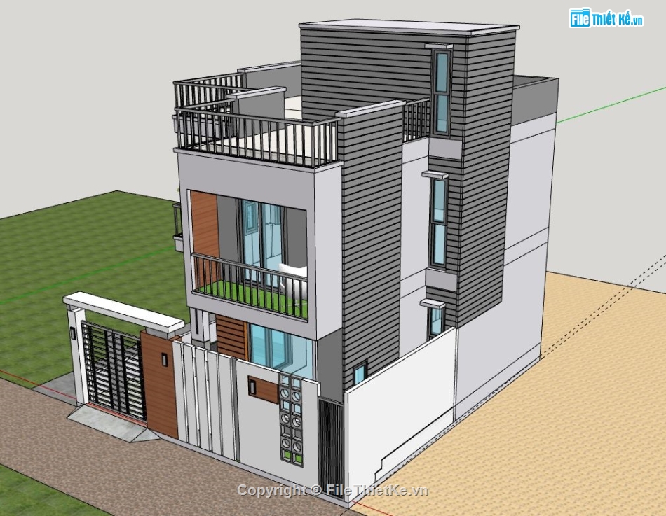 Biệt thự 2 tầng hiện đại,model su biệt thự 2 tầng,biệt thự 2 tầng file sketchup,sketchup biệt thự 2 tầng