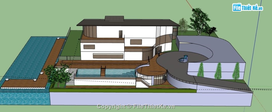 Biệt thự nghỉ dưỡng,model su biệt thự 2 tầng,file su biệt thự 2 tầng,mẫu biệt thự 2 tầng sketchup