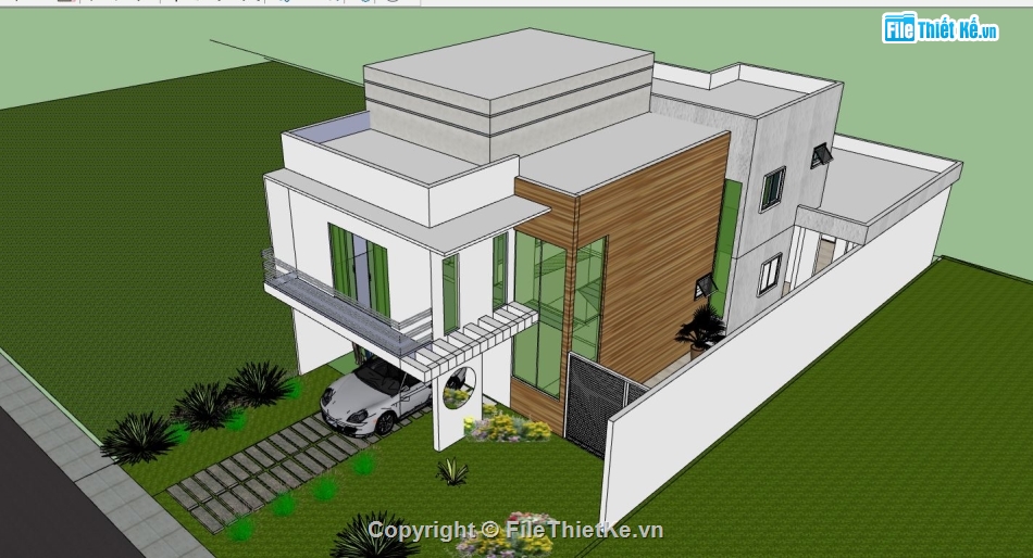 Biệt thự  2 tầng,file sketchup biệt thự 2 tầng,file su biệt thự 2 tầng