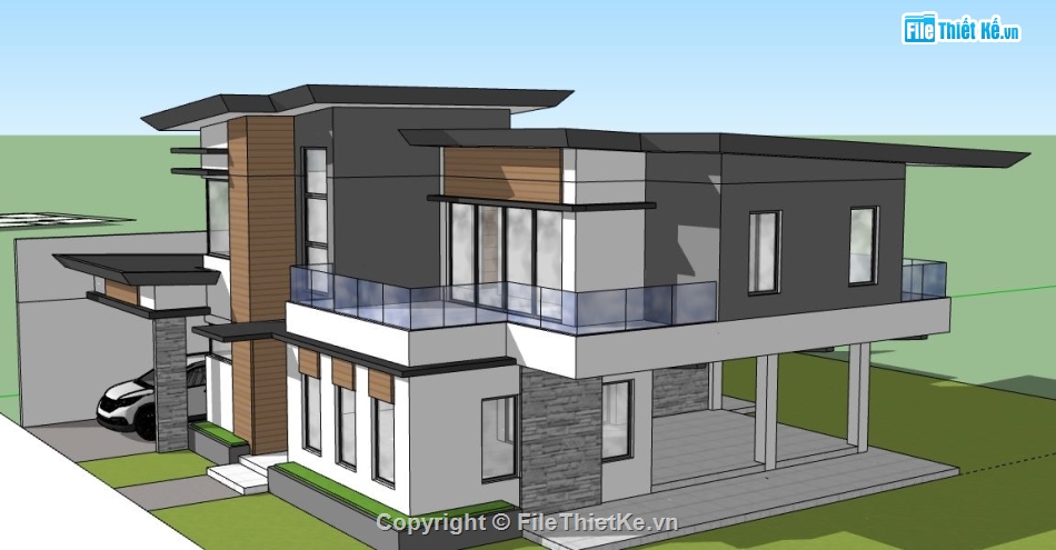 Biệt thự 2 tầng hiện đại,model su biệt thự 2 tầng,biệt thự 2 tầng file su,sketchup biệt thự 2 tầng,biệt thự 2 tầng file sketchup