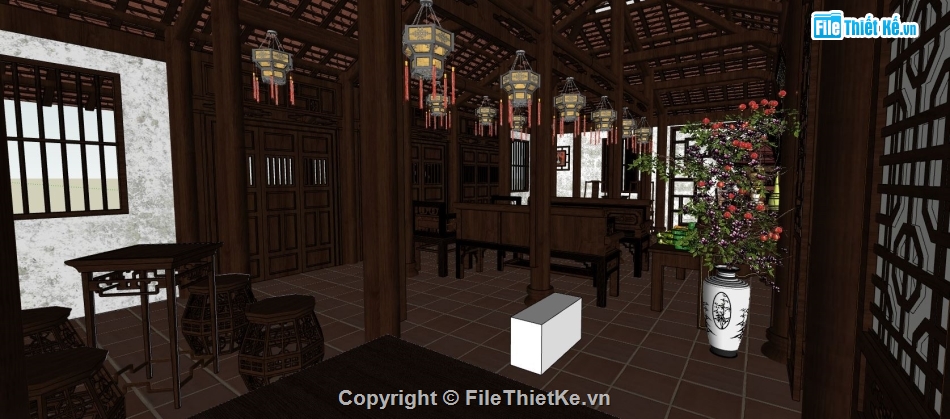 phòng thờ su,model nội thất phòng thờ,model su nội thất phòng thờ,file sketchup nội thất phòng thờ