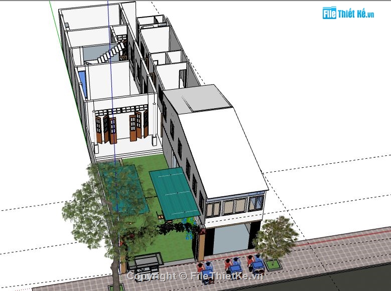 Cafe 2 tầng,file su cafe 2 tầng,sketchup cafe 2 tầng