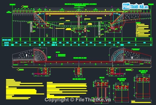 dầm T kéo sau,cầu dầm T 21m,cầu dầm T DUL 2x21m,cầu 2 nhịp T 21m