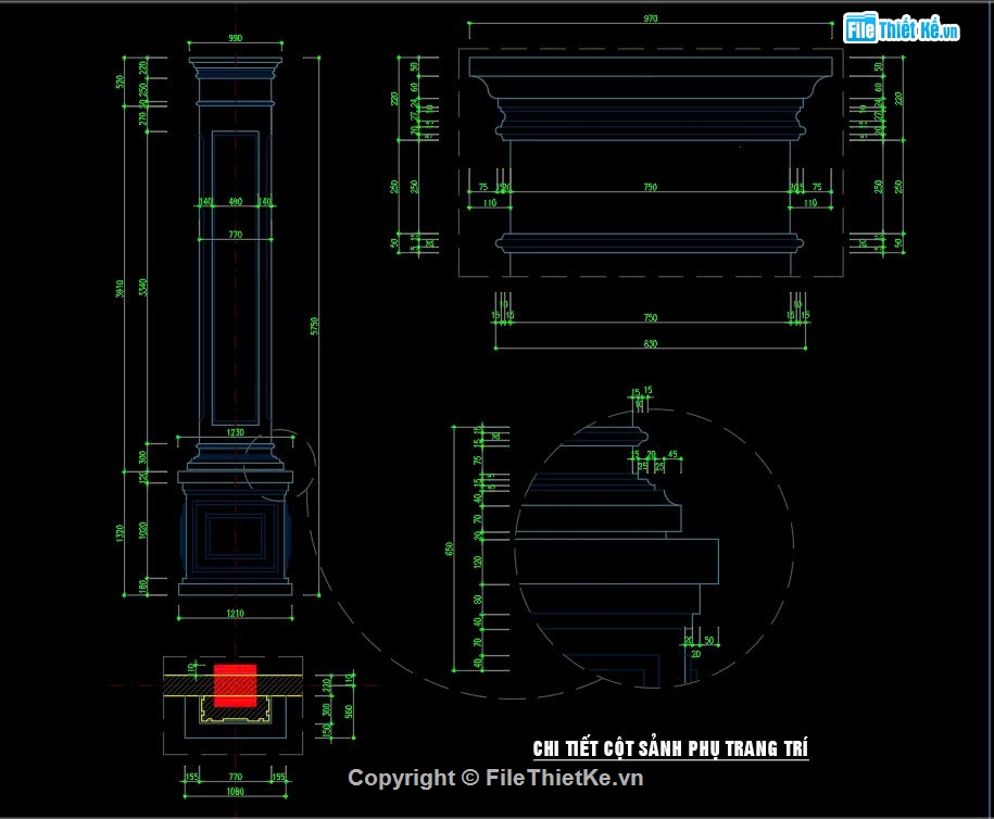 phù điêu tân cổ,cột tân cổ,chi tiết cột tân cổ