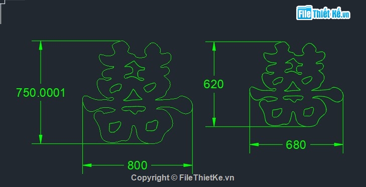 chữ hỷ,cnc chữ hỷ,mẫu cnc chữ hỷ