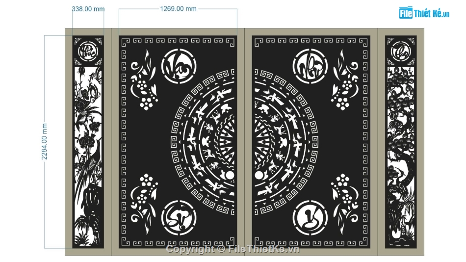 cổng 4 cánh,file cổng 4 cánh vạn sự như ý,mẫu cổng 4 cánh