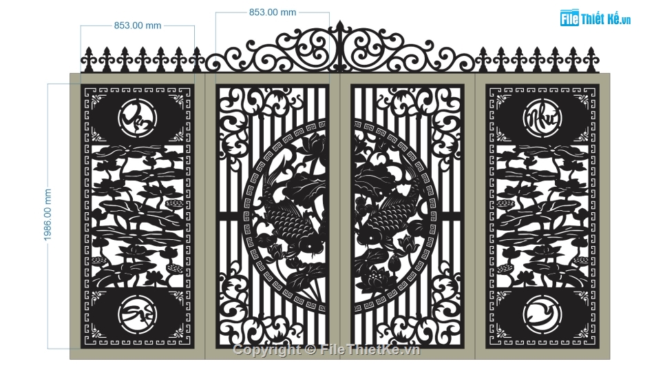 cổng cá vạn sự như ý,cổng cá chép vạn sự như ý,mẫu cổng cá chép vạn sự như ý