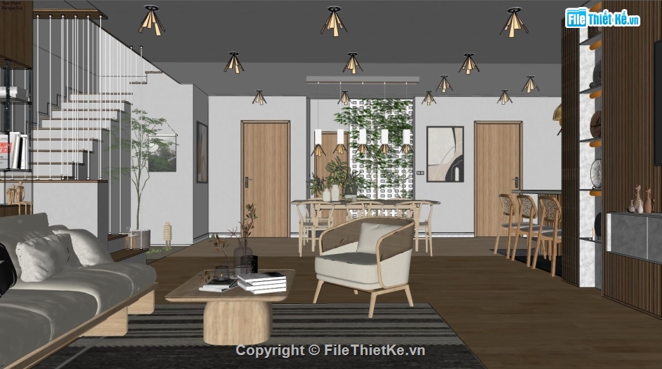 sketchup thiết kế nội thất,nội thất căn nhà,mẫu sketchup nội thất