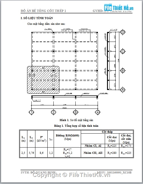 đồ án bê tông,mẫu đồ án bê tông,thuyết minh đồ án