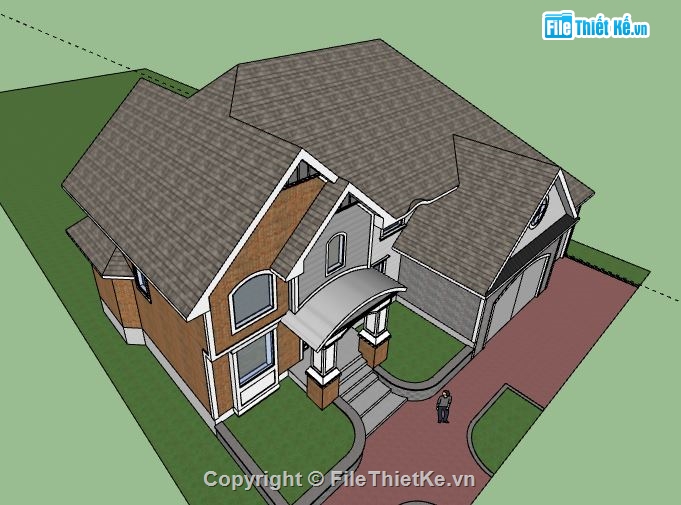 Biệt thự 2 tầng,model su biệt thự 2 tầng,biệt thự 2 tầng file su