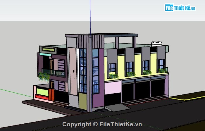 Biệt thự 2 tầng,model su biệt thự 2 tầng,sketchup biệt thự 2 tầng