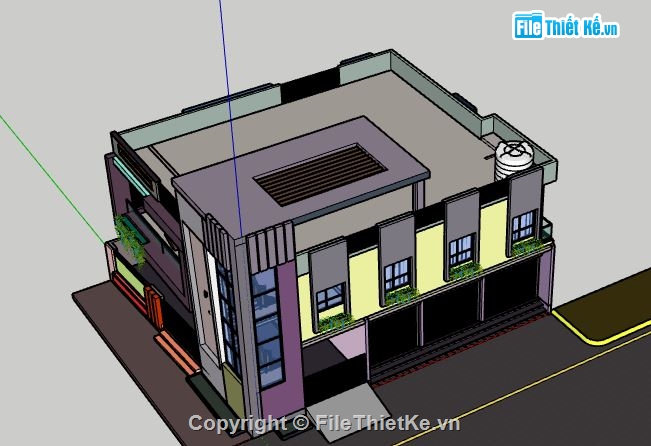 Biệt thự 2 tầng,model su biệt thự 2 tầng,sketchup biệt thự 2 tầng