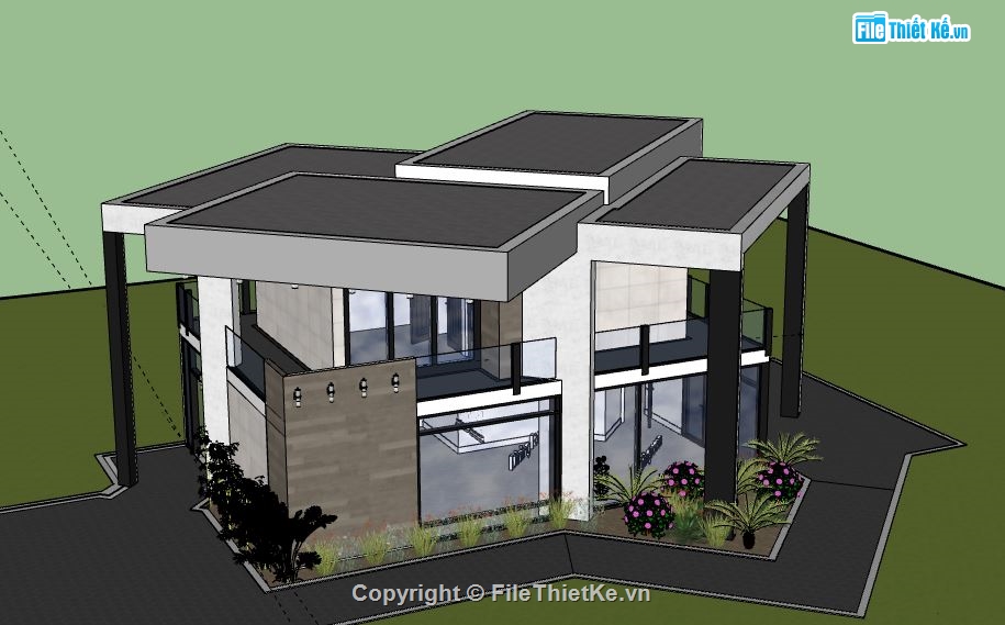 Biệt thự 2 tầng,model su biệt thự 2 tầng,file sketchup biệt thự 2 tầng