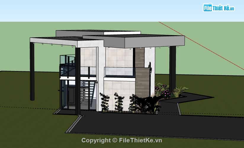 Biệt thự 2 tầng,model su biệt thự 2 tầng,file sketchup biệt thự 2 tầng