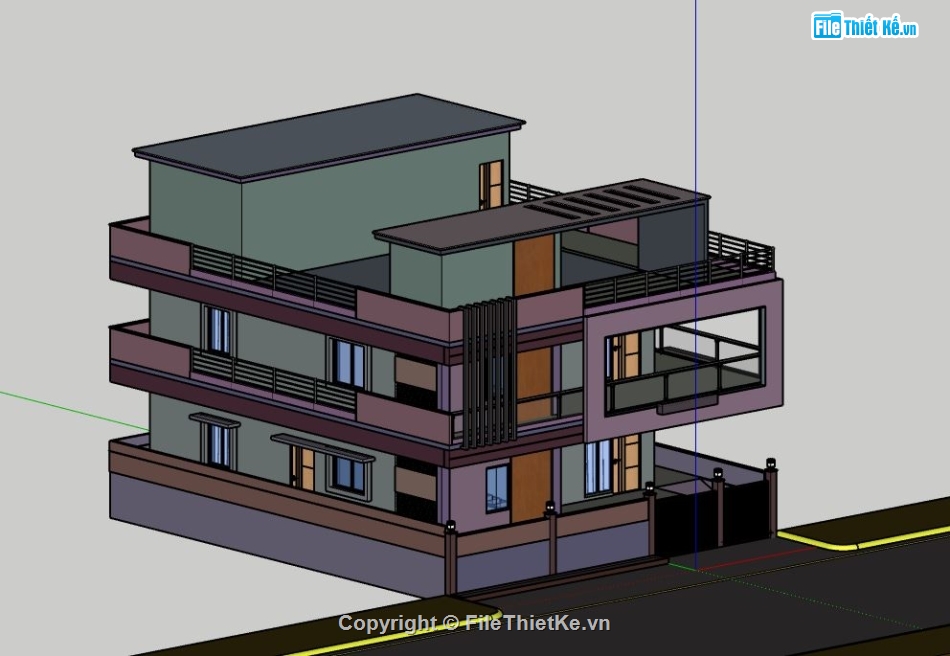 Biệt thự 3 tầng,Biệt thự 3 tầng file sketchup,model su biệt thự 3 tầng