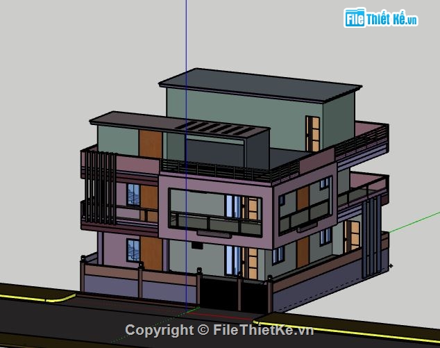 Biệt thự 3 tầng,Biệt thự 3 tầng file sketchup,model su biệt thự 3 tầng