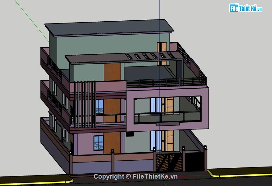 Biệt thự 3 tầng,Biệt thự 3 tầng file sketchup,model su biệt thự 3 tầng