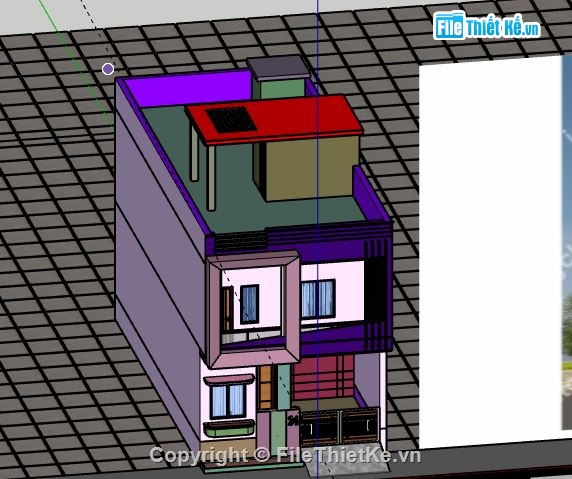 Nhà phố 2 tầng,file su nhà phố 2 tầng,file sketchup nhà phố 2 tầng