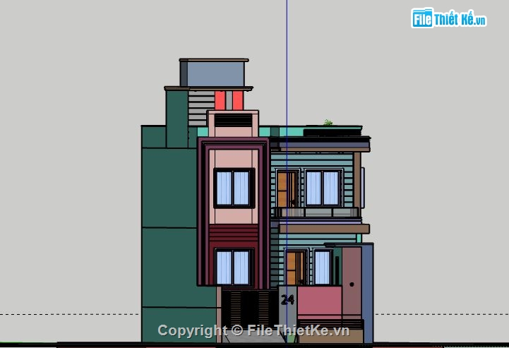 Nhà phố 2 tầng,file su nhà phố 2 tầng,sketchup nhà phố 2 tầng