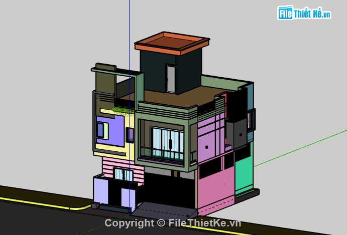 Nhà phố 2 tầng,file su nhà phố 2 tầng,sketchup nhà phố 2 tầng