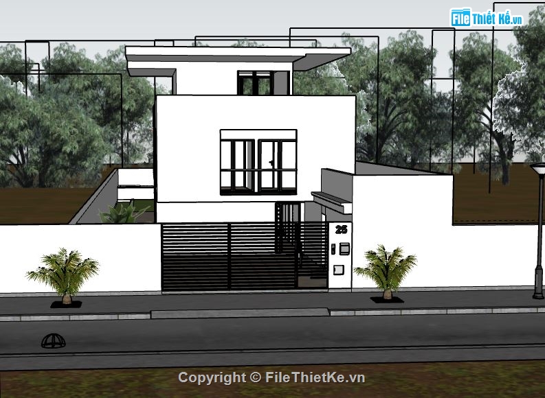 file nhà phố sketchup,sketchup nhà phố 2 tầng,file sketchup nhà phố,model su nhà phố 2 tầng