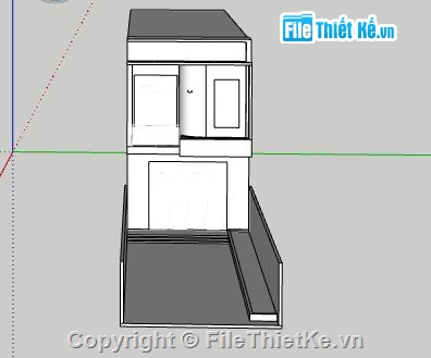 Model su nhà phố 2 tầng,Nhà phố 2 tầng 5.2x20m,File sketchup nhà phố 2 tầng,Nhà phố 2 tầng file su